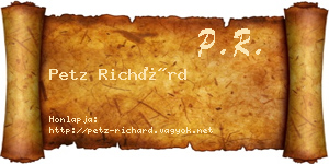 Petz Richárd névjegykártya
