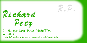 richard petz business card